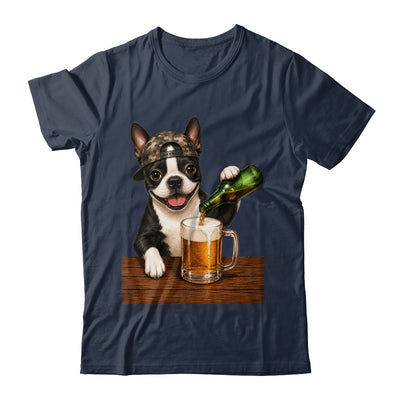 Boston Terrier Drinking Beer Funny Dog Mem Fathers Day Shirt & Hoodie | teecentury
