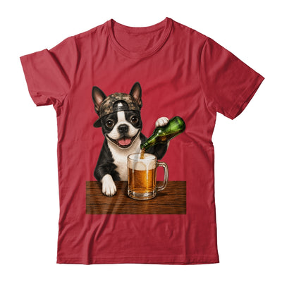 Boston Terrier Drinking Beer Funny Dog Mem Fathers Day Shirt & Hoodie | teecentury