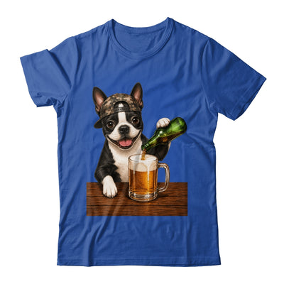 Boston Terrier Drinking Beer Funny Dog Mem Fathers Day Shirt & Hoodie | teecentury