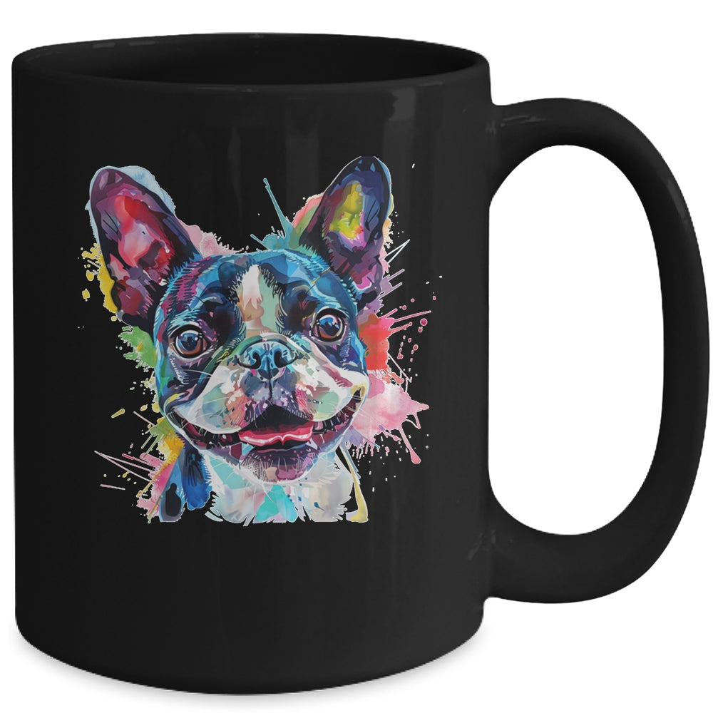 Boston Terrier Mom Lover Puppy Dog Watercolor Tie Dye Painting Mug | teecentury