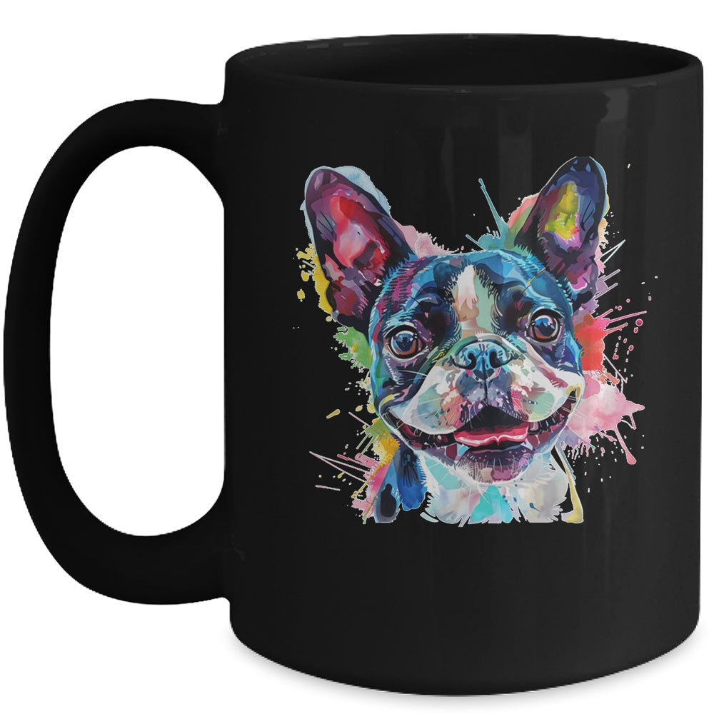 Boston Terrier Mom Lover Puppy Dog Watercolor Tie Dye Painting Mug | teecentury