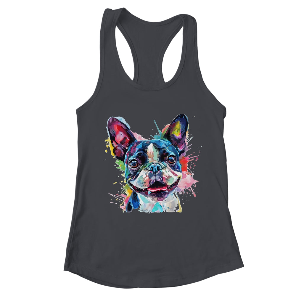 Boston Terrier Mom Lover Puppy Dog Watercolor Tie Dye Painting Shirt & Tank Top | teecentury