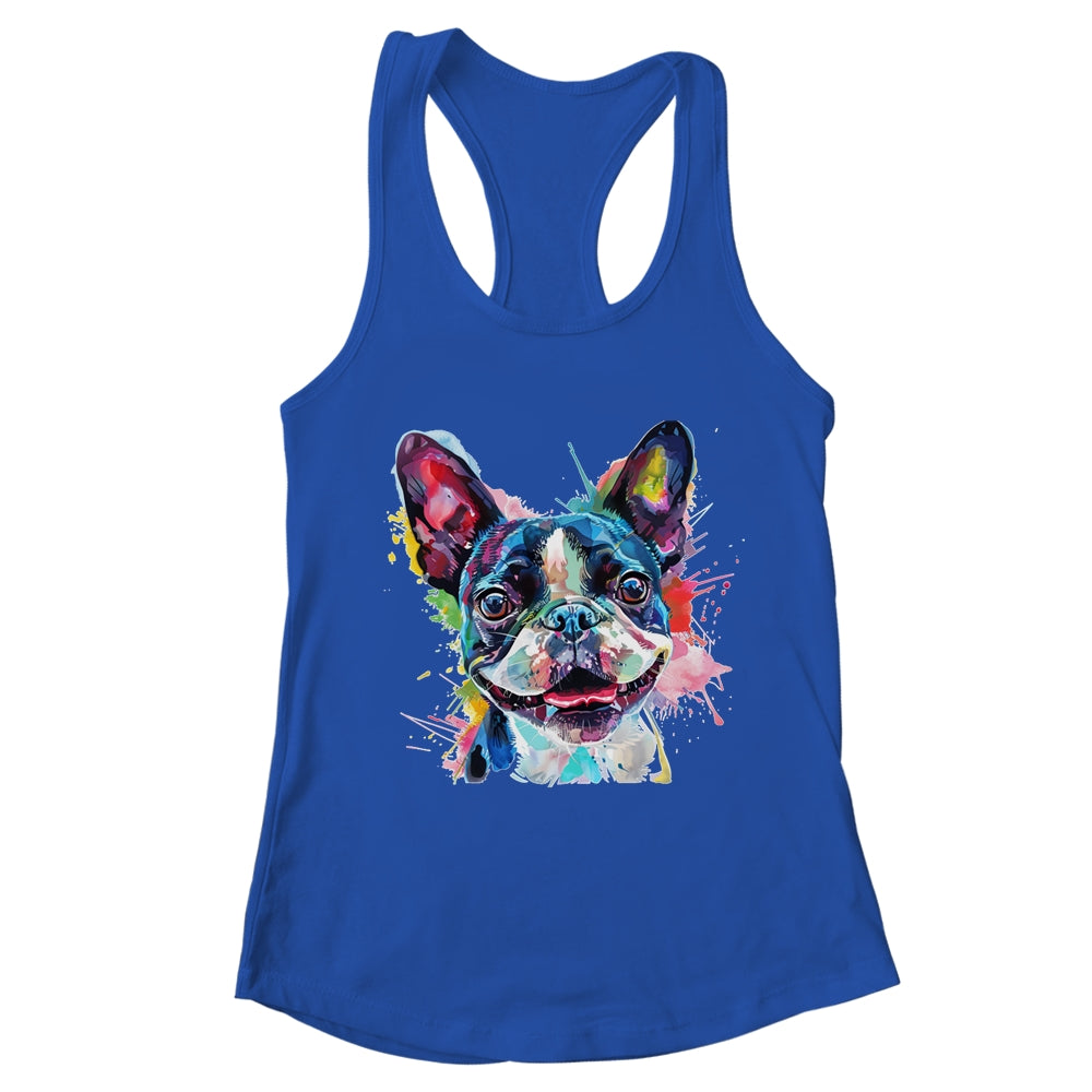Boston Terrier Mom Lover Puppy Dog Watercolor Tie Dye Painting Shirt & Tank Top | teecentury