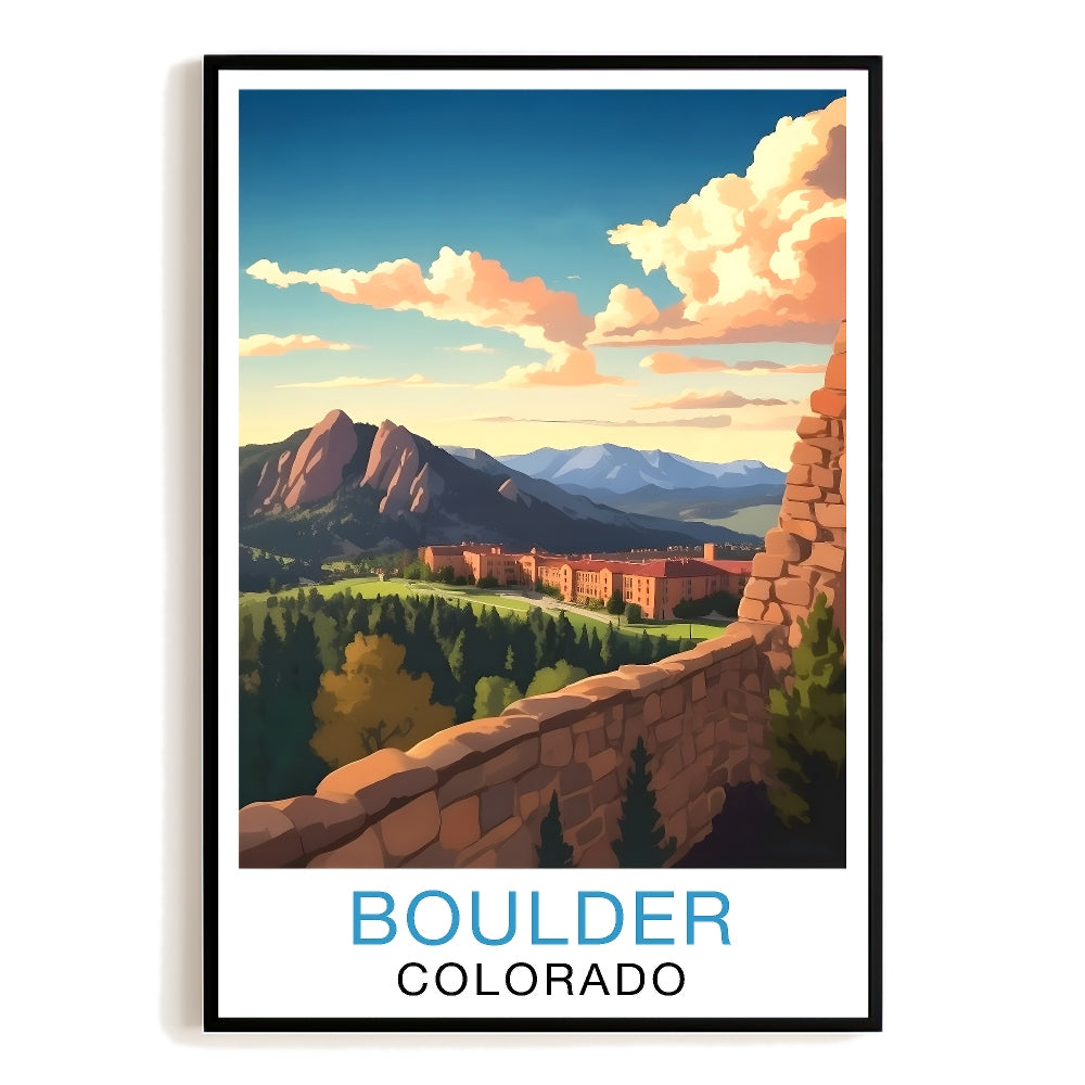 Boulder Colorado Vintage Travel Poster Nature City Wall Art Landscape Picture Prints Suitable For Home Room Living Room Office Bedroom Aesthetic Decor Unframed | teecentury