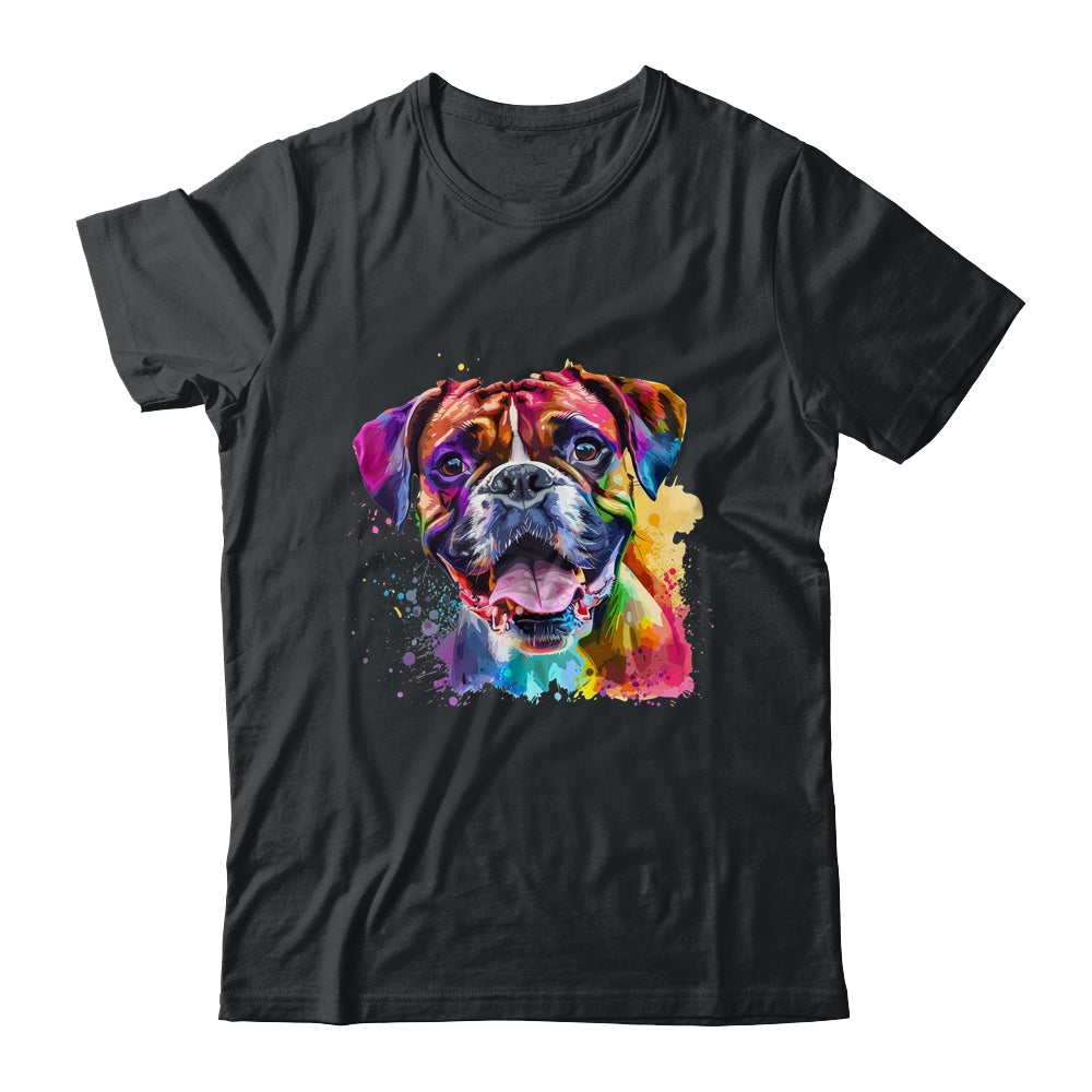 Boxer Mom Lover Puppy Dog Watercolor Tie Dye Painting Shirt & Tank Top | teecentury