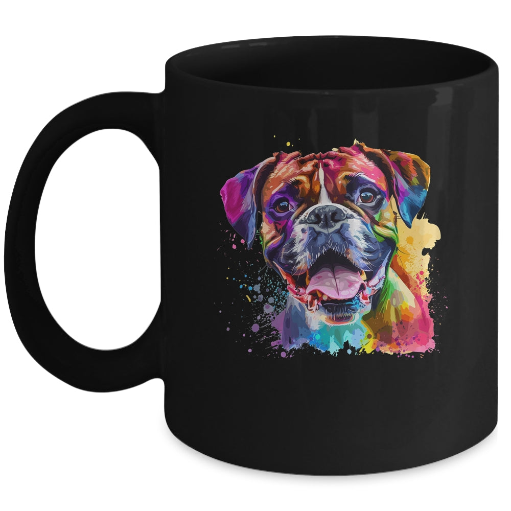 Boxer Mom Lover Puppy Dog Watercolor Tie Dye Painting Mug | teecentury