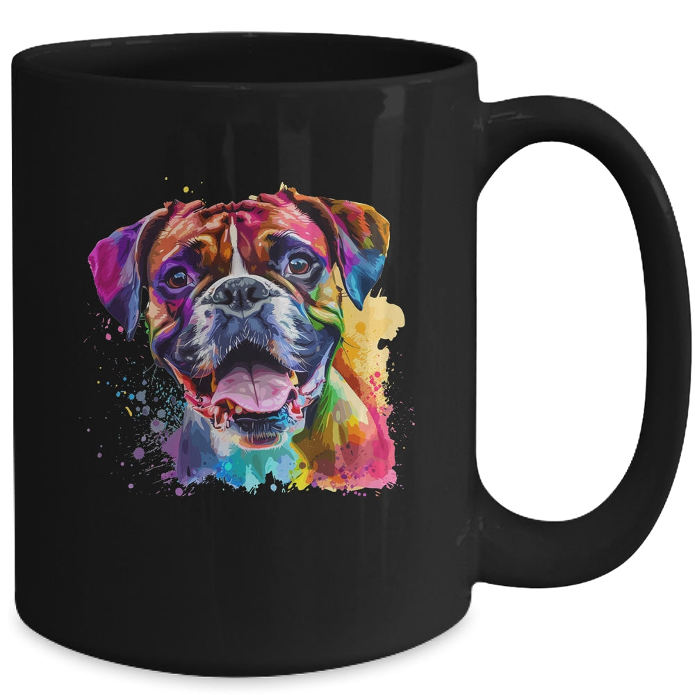 Boxer Mom Lover Puppy Dog Watercolor Tie Dye Painting Mug | teecentury