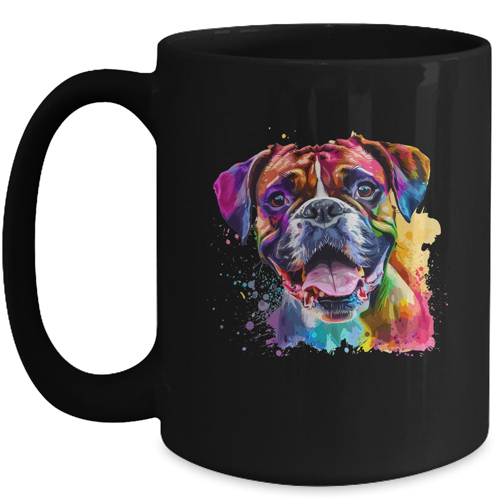Boxer Mom Lover Puppy Dog Watercolor Tie Dye Painting Mug | teecentury