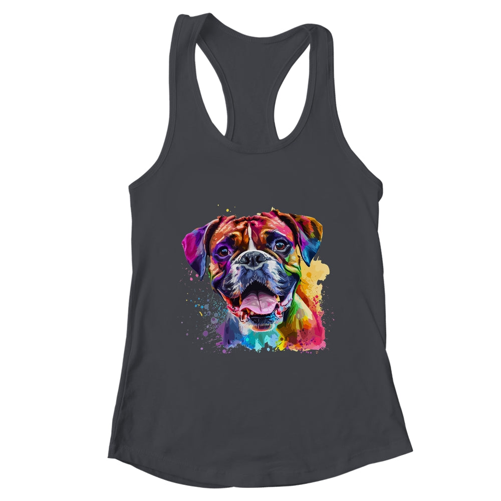 Boxer Mom Lover Puppy Dog Watercolor Tie Dye Painting Shirt & Tank Top | teecentury