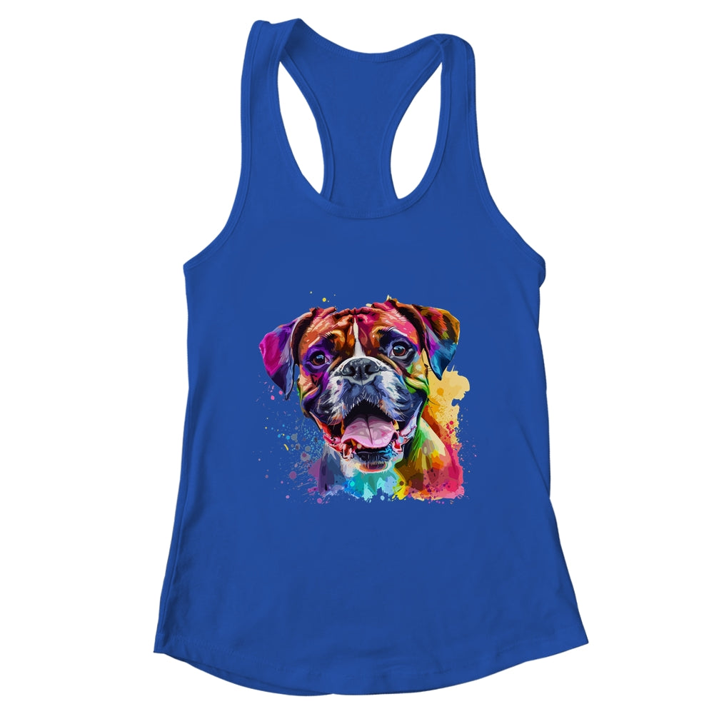 Boxer Mom Lover Puppy Dog Watercolor Tie Dye Painting Shirt & Tank Top | teecentury