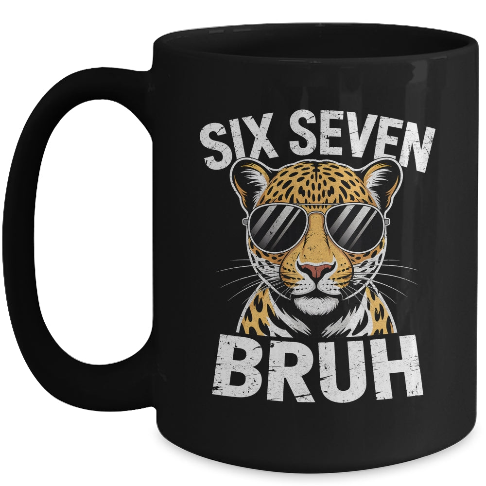 Boys Animal Print Leopard Bruh Cheetah 67 Meme Six Seven Mug | teecentury
