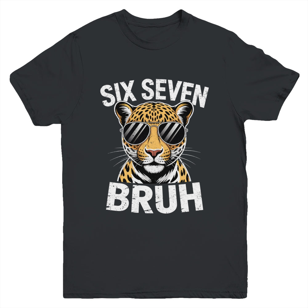 Boys Animal Print Leopard Bruh Cheetah 67 Meme Six Seven Youth Shirt | teecentury
