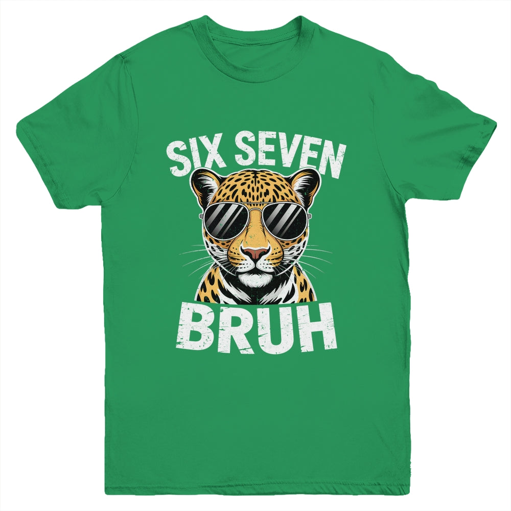 Boys Animal Print Leopard Bruh Cheetah 67 Meme Six Seven Youth Shirt | teecentury