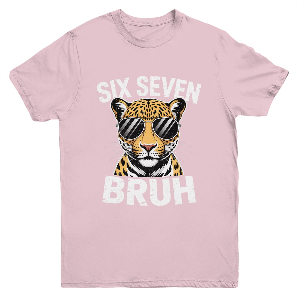 Boys Animal Print Leopard Bruh Cheetah 67 Meme Six Seven Youth Shirt | teecentury