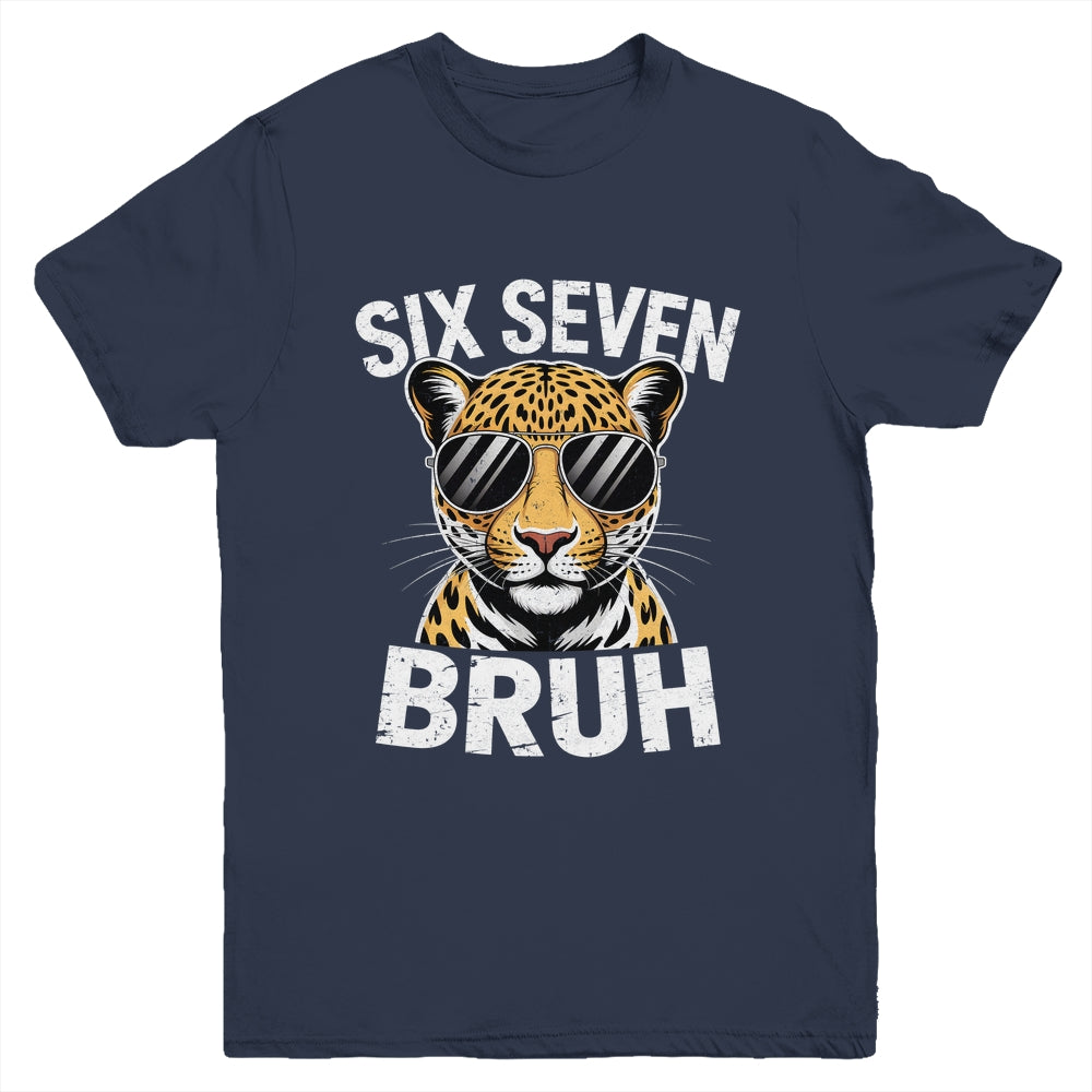 Boys Animal Print Leopard Bruh Cheetah 67 Meme Six Seven Youth Shirt | teecentury