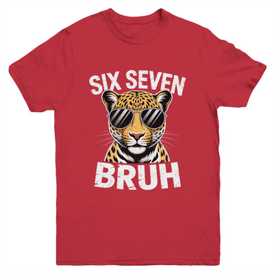 Boys Animal Print Leopard Bruh Cheetah 67 Meme Six Seven Youth Shirt | teecentury