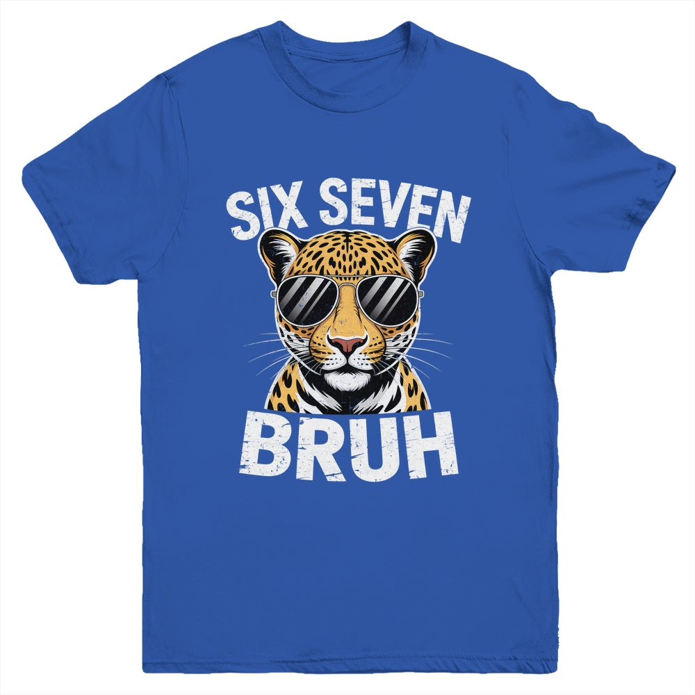 Boys Animal Print Leopard Bruh Cheetah 67 Meme Six Seven Youth Shirt | teecentury