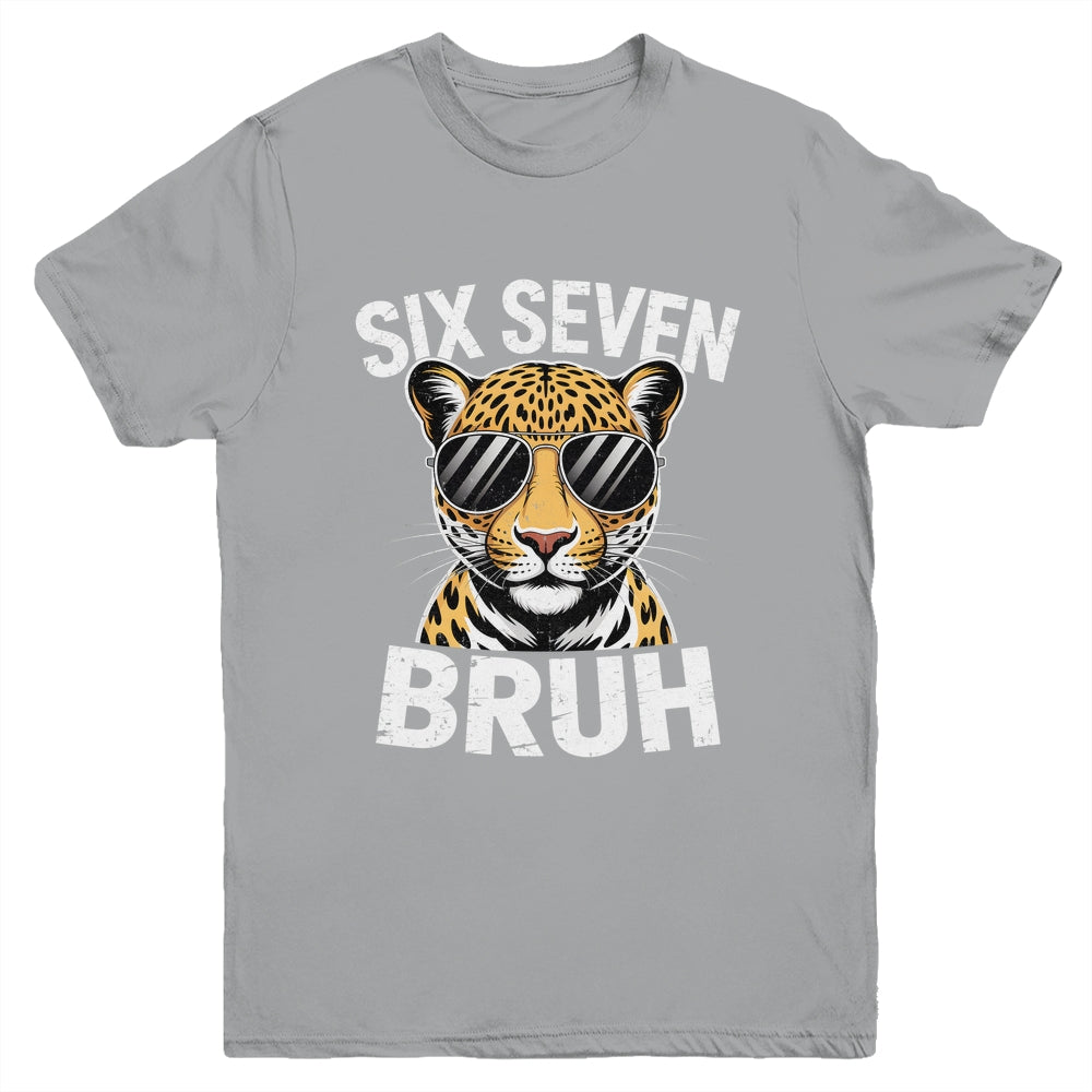 Boys Animal Print Leopard Bruh Cheetah 67 Meme Six Seven Youth Shirt | teecentury