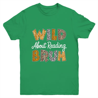 Boys Animal Print Wild About Reading BRUH Kids Book Lover Youth Shirt | teecentury