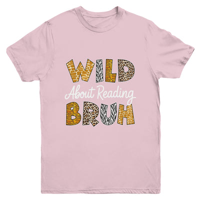 Boys Animal Print Wild About Reading BRUH Kids Book Lover Youth Shirt | teecentury