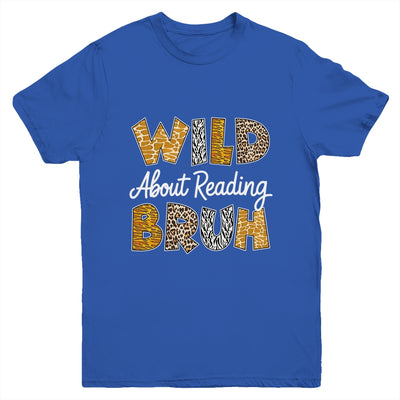 Boys Animal Print Wild About Reading BRUH Kids Book Lover Youth Shirt | teecentury