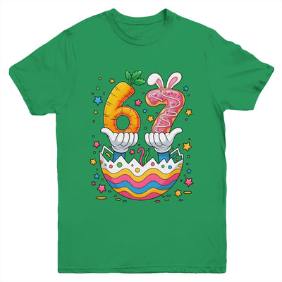 Boys Girls Easter Eggs Funny Bunny Six Seven 67 Memes 6 7 Youth Shirt | teecentury