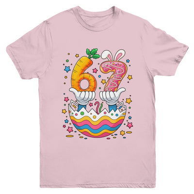 Boys Girls Easter Eggs Funny Bunny Six Seven 67 Memes 6 7 Youth Shirt | teecentury