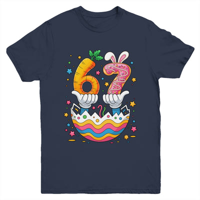 Boys Girls Easter Eggs Funny Bunny Six Seven 67 Memes 6 7 Youth Shirt | teecentury