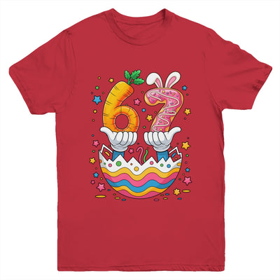 Boys Girls Easter Eggs Funny Bunny Six Seven 67 Memes 6 7 Youth Shirt | teecentury