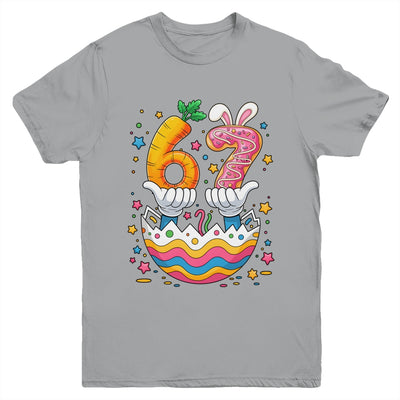 Boys Girls Easter Eggs Funny Bunny Six Seven 67 Memes 6 7 Youth Shirt | teecentury