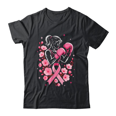 Breast Cancer Awareness Boxing Women Pink Ribbon Flower Shirt & Tank Top | teecentury