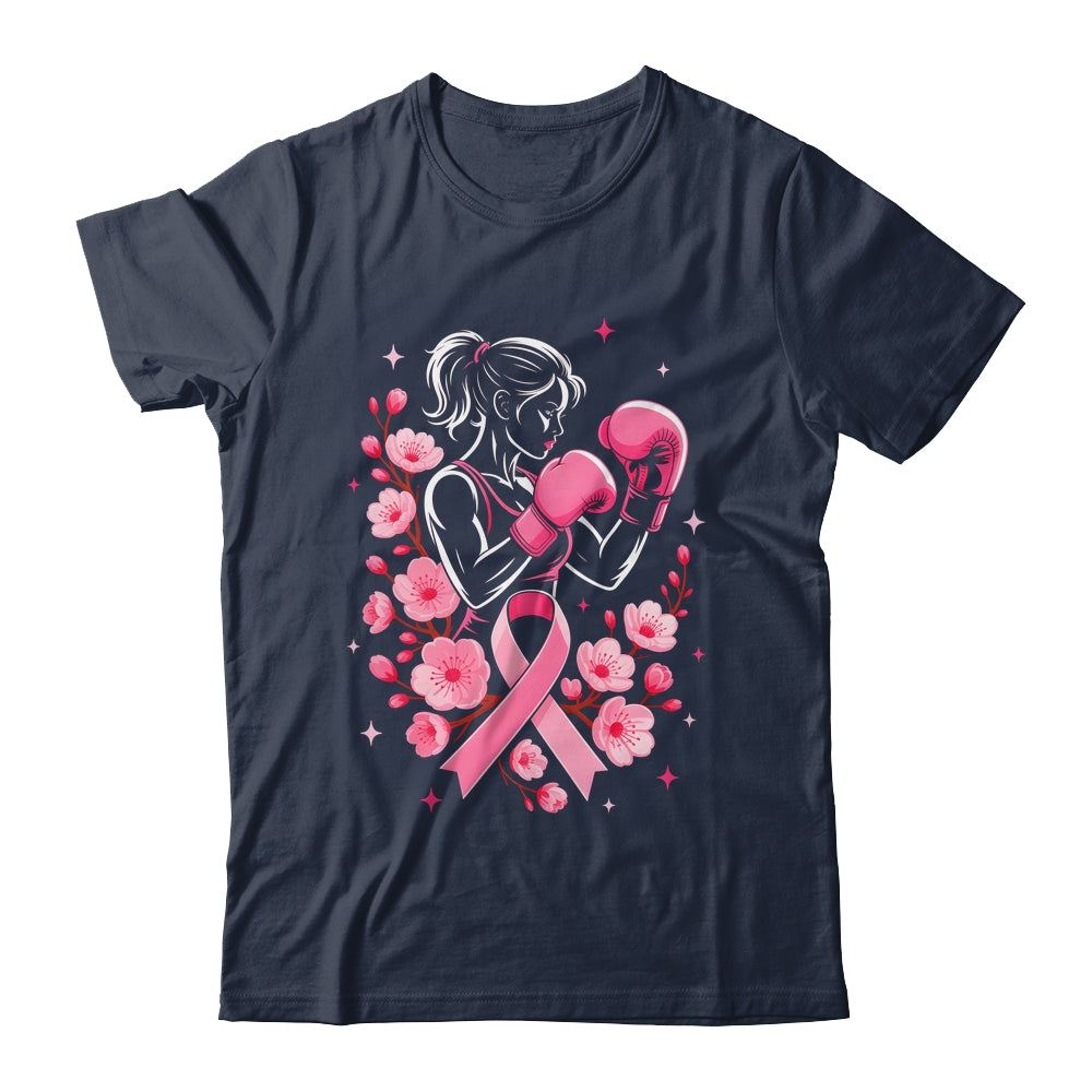 Breast Cancer Awareness Boxing Women Pink Ribbon Flower Shirt & Tank Top | teecentury