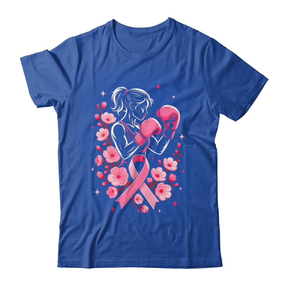 Breast Cancer Awareness Boxing Women Pink Ribbon Flower Shirt & Tank Top | teecentury