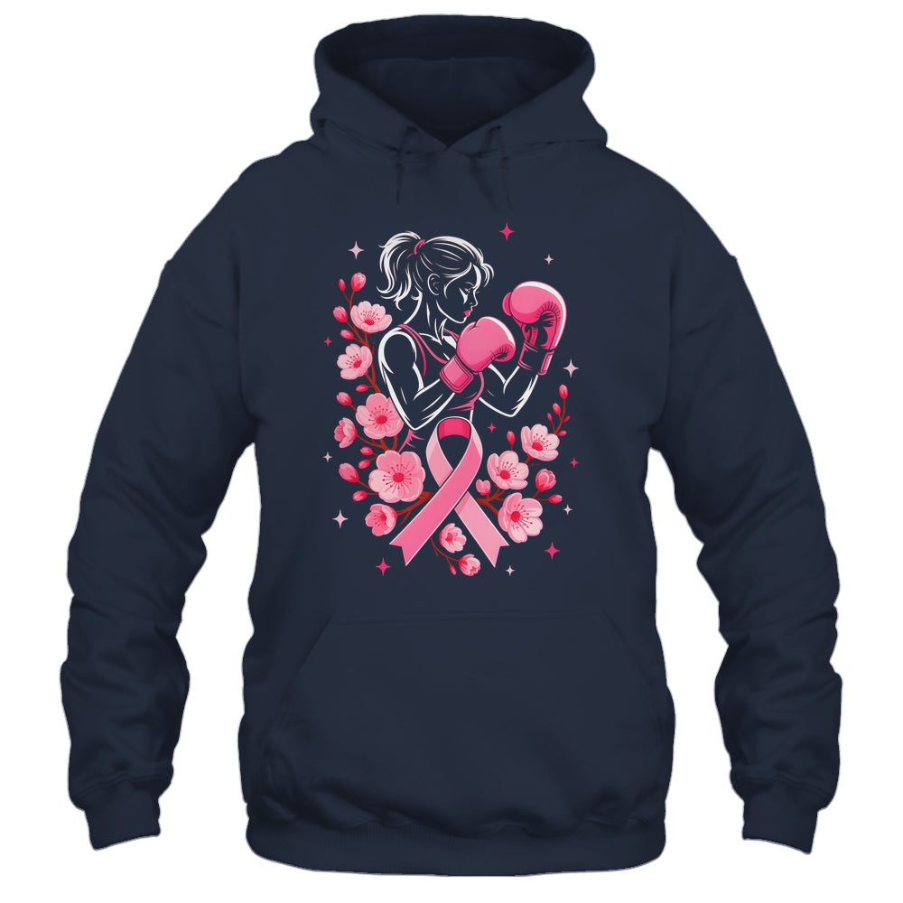 Breast Cancer Awareness Boxing Women Pink Ribbon Flower Shirt & Tank Top | teecentury