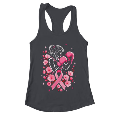 Breast Cancer Awareness Boxing Women Pink Ribbon Flower Shirt & Tank Top | teecentury