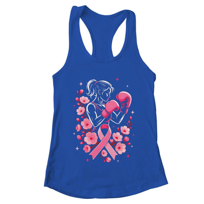 Breast Cancer Awareness Boxing Women Pink Ribbon Flower Shirt & Tank Top | teecentury
