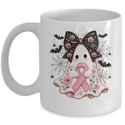 Breast Cancer Awareness Ghost Pink Ribbon Halloween Coquette Mug | teecentury