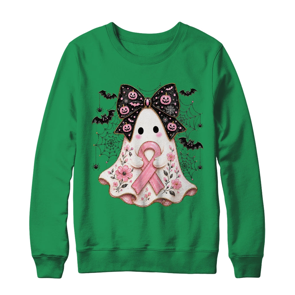 Breast Cancer Awareness Ghost Pink Ribbon Halloween Coquette Shirt & Sweatshirt | teecentury
