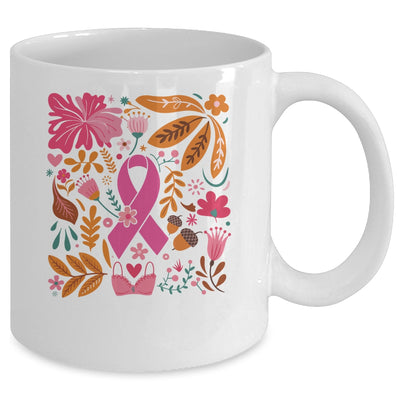 Breast Cancer Awareness Ribbon Boho Floral We Wear Pink Mug | teecentury