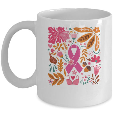 Breast Cancer Awareness Ribbon Boho Floral We Wear Pink Mug | teecentury