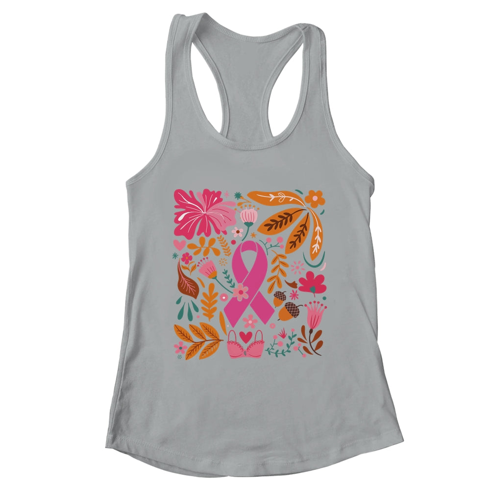 Breast Cancer Awareness Ribbon Boho Floral We Wear Pink Shirt & Tank Top | teecentury