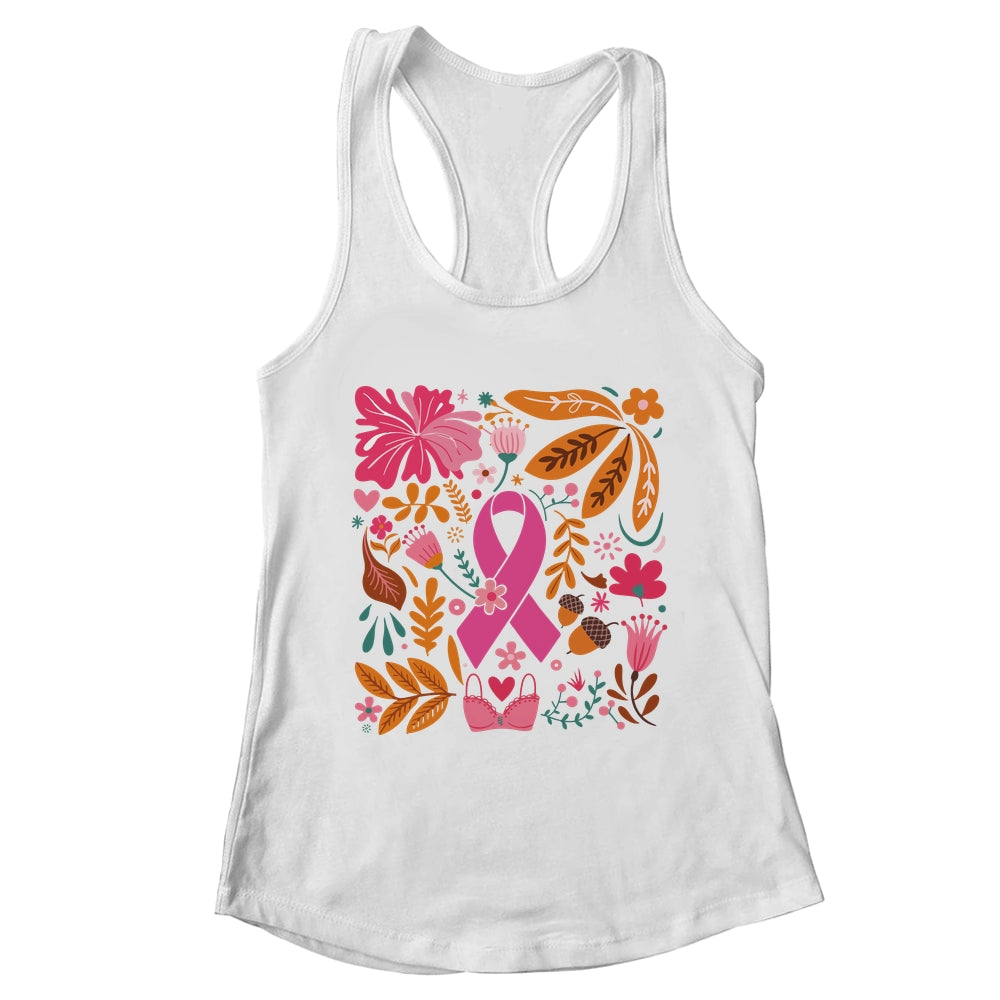 Breast Cancer Awareness Ribbon Boho Floral We Wear Pink Shirt & Tank Top | teecentury