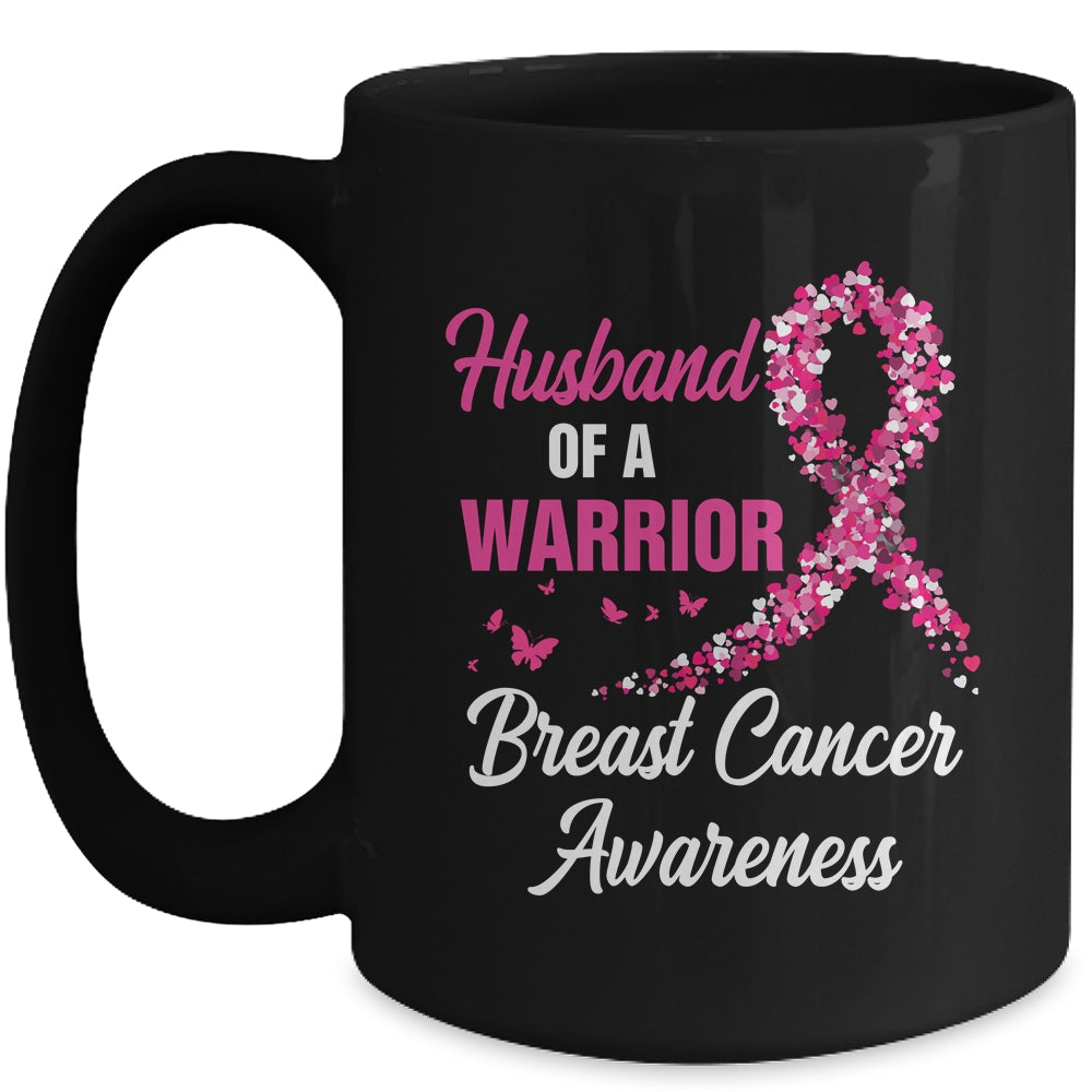 Breast Cancer Fighter Awareness Husband Of A Warrior Mug | teecentury