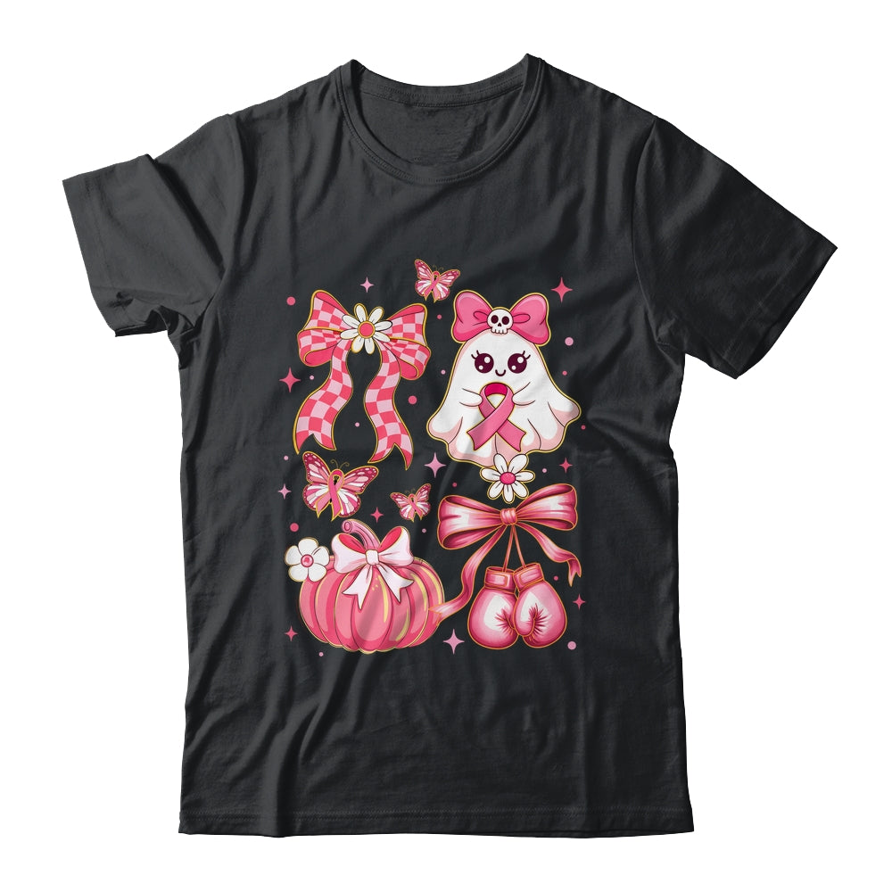 Breast Cancer Ghost Coquette Pink Ribbon Halloween Pumpkin Shirt & Hoodie | teecentury