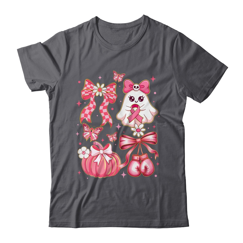 Breast Cancer Ghost Coquette Pink Ribbon Halloween Pumpkin Shirt & Hoodie | teecentury