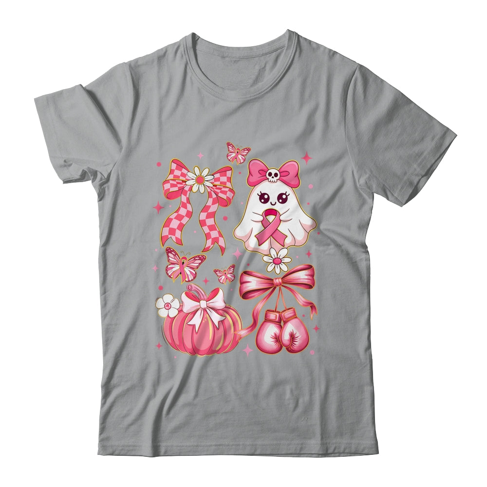 Breast Cancer Ghost Coquette Pink Ribbon Halloween Pumpkin Shirt & Hoodie | teecentury