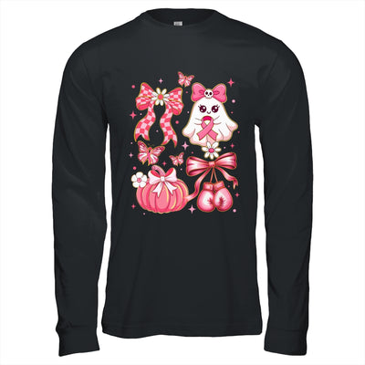 Breast Cancer Ghost Coquette Pink Ribbon Halloween Pumpkin Shirt & Hoodie | teecentury