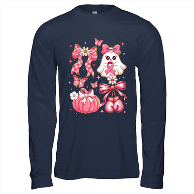 Breast Cancer Ghost Coquette Pink Ribbon Halloween Pumpkin Shirt & Hoodie | teecentury