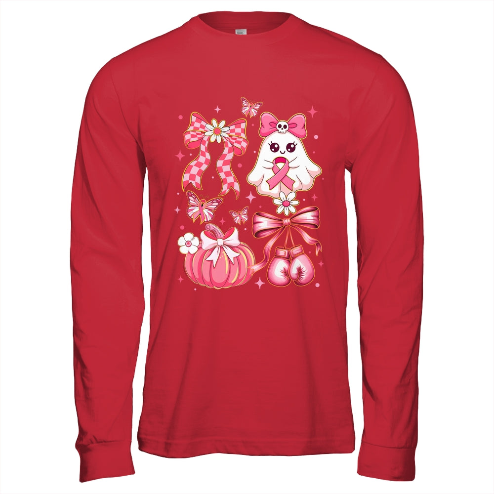 Breast Cancer Ghost Coquette Pink Ribbon Halloween Pumpkin Shirt & Hoodie | teecentury