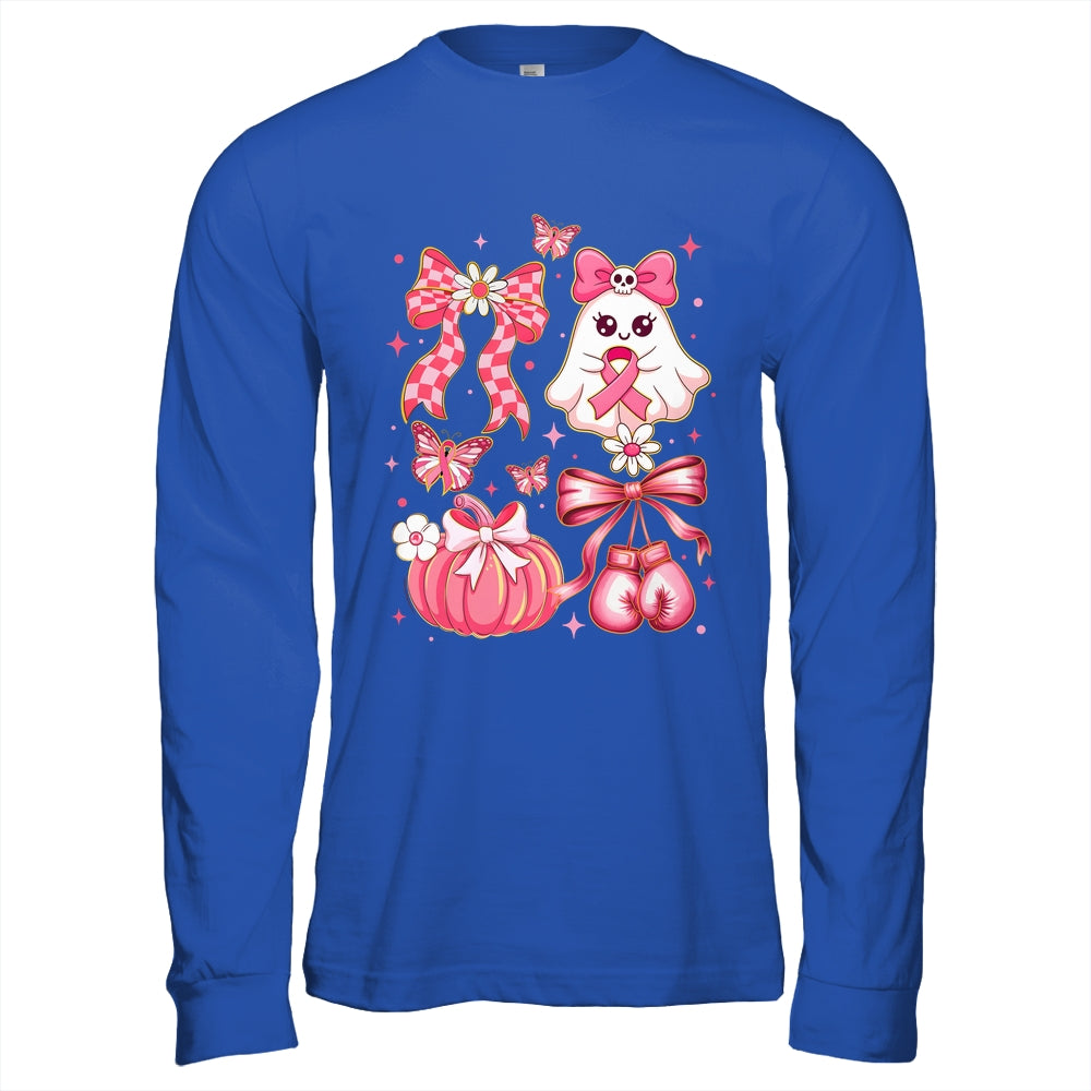 Breast Cancer Ghost Coquette Pink Ribbon Halloween Pumpkin Shirt & Hoodie | teecentury